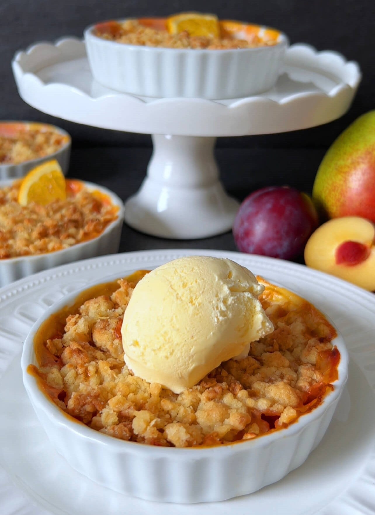 Fruit Crumble with Ice Cream